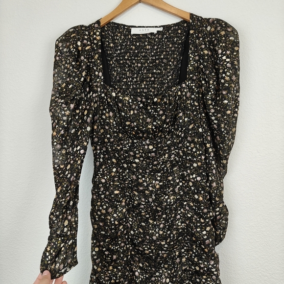 ASTR The Label Black Blush Ditsy Floral Printed Victoria Ruffle Dress Size Small - Picture 8 of 16